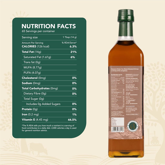 Anveshan Wood Pressed Black Mustard Oil: 1000 ml