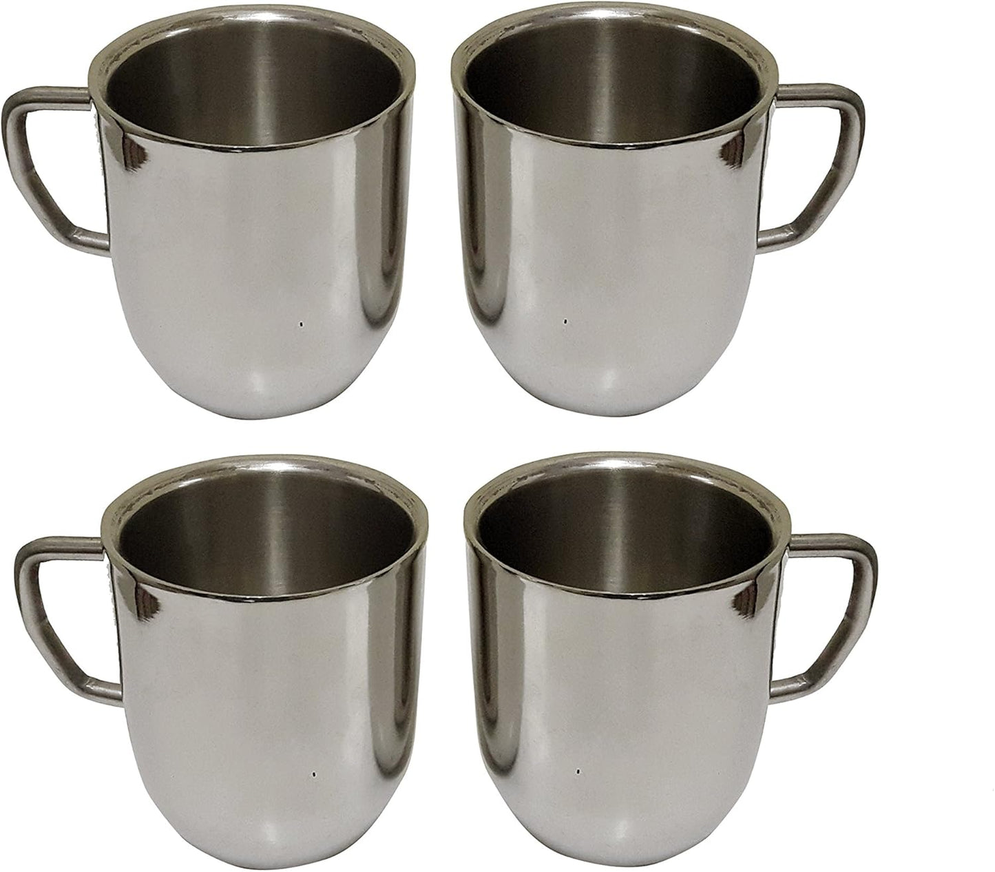 iKonbi Stainless Steel Set of 4 Double Wall large Cappucino Tea/Coffee Mugs- Set of