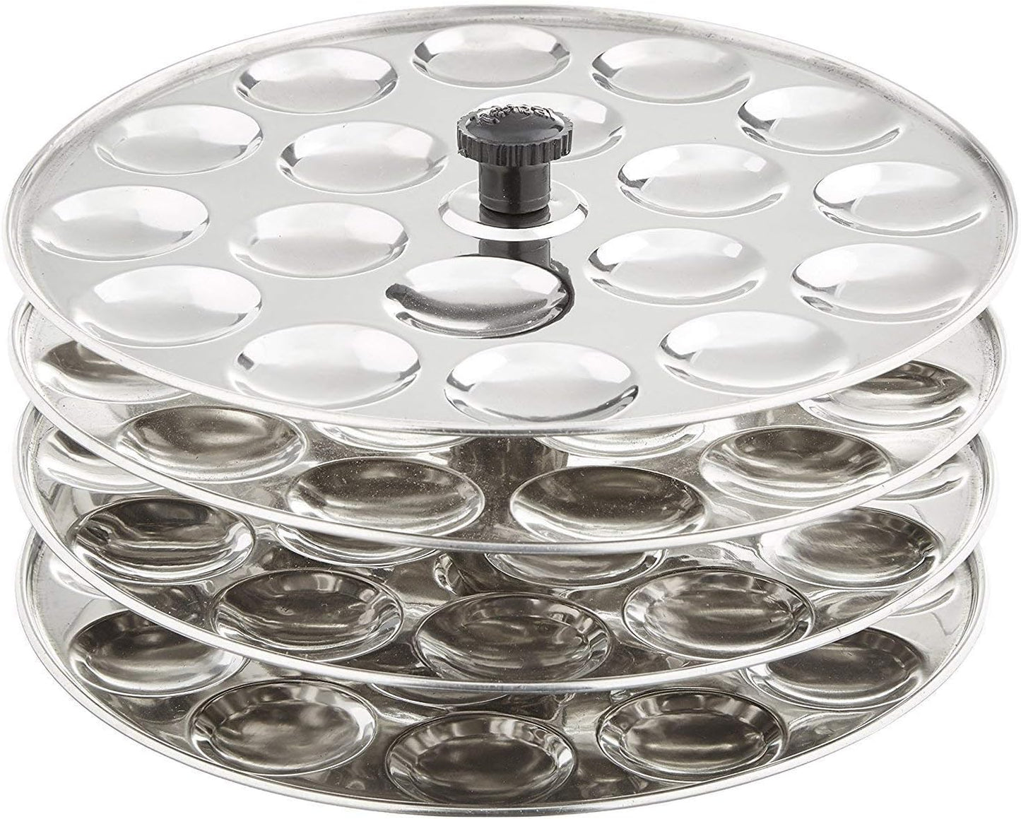 iKonbi Stainless Steel Small/Mini Idli 4 Plate Stand/Maker/Pot Silver