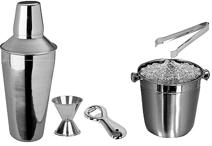 iKonbi 5 pcs Beginners Bar Set Ice bucket, small bottle opener Pair of