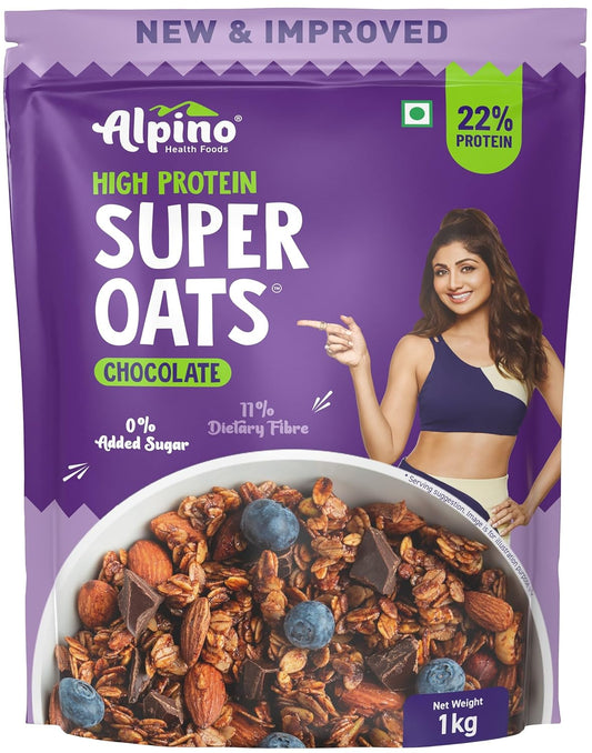 Alpino Peanut Butter Super Oats Chocolate: 35.2oz, High Protein,