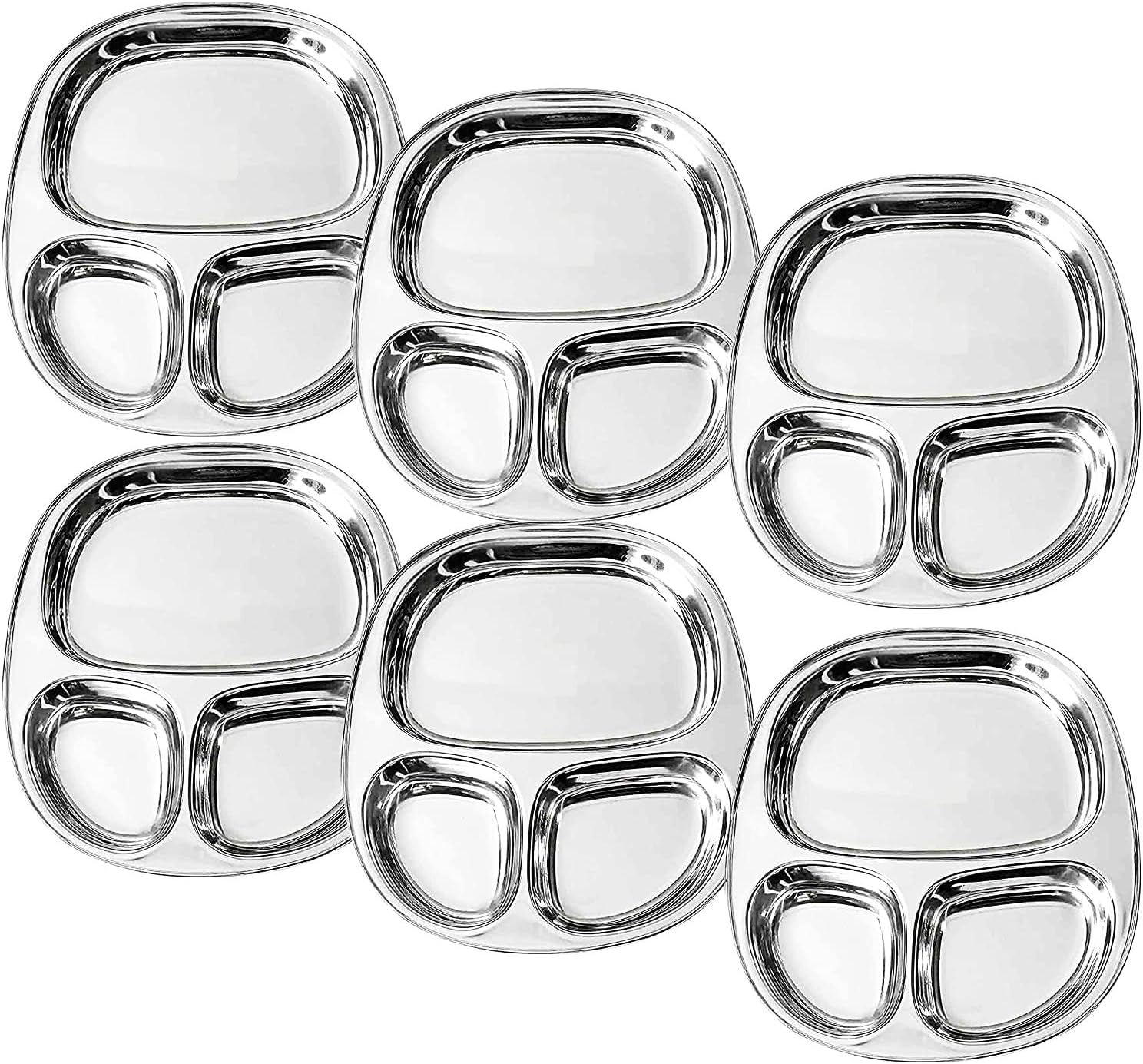 iKonbi 3-in-1 Compartment Plate Set – Stainless Steel, Set of