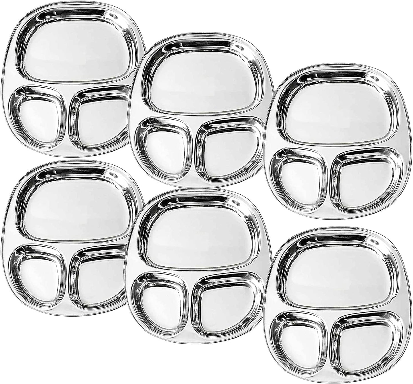 iKonbi 3-in-1 Compartment Plate Set Stainless Steel, Set of 6