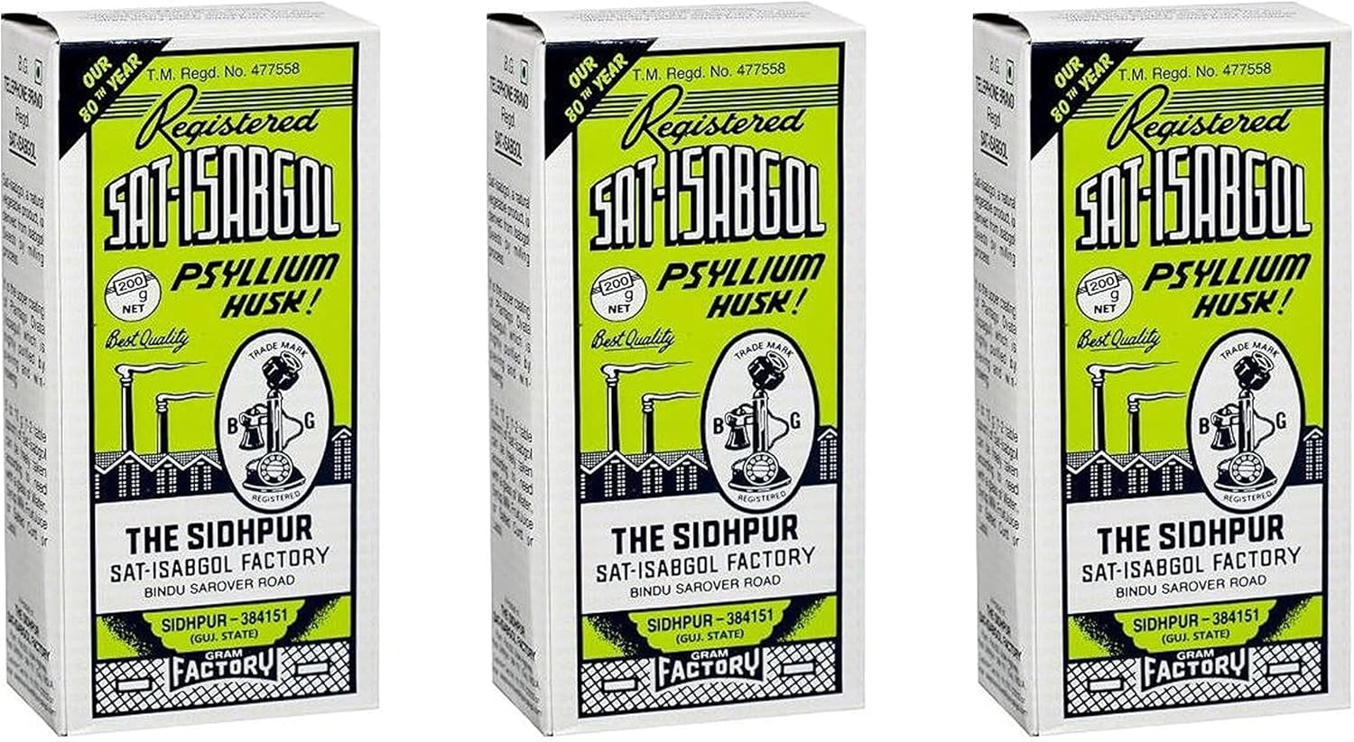 Telephone Brand Psyllium Husk – Sat-Isabgol: 200g, Pack of