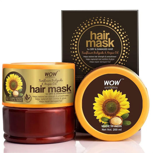 WOW Skin Science Sunflower Biolipids & Argan Oil HairMask for Dry & Damaged Hair, 200mL