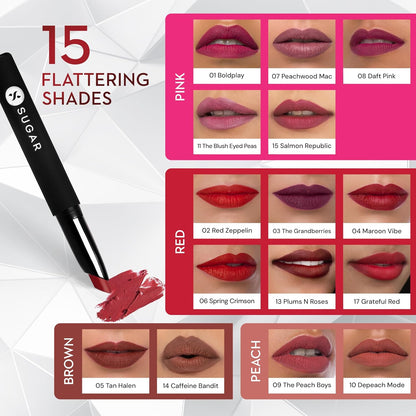 SUGAR Cosmetics Matte Attack Transferproof Lipstick: 01 Bold Play, 2 g