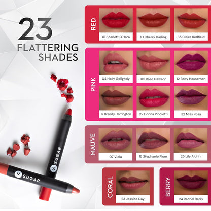 SUGAR Cosmetics Matte As Hell Crayon Lipstick: 22 Donna Pinciotti (Magenta Pink)