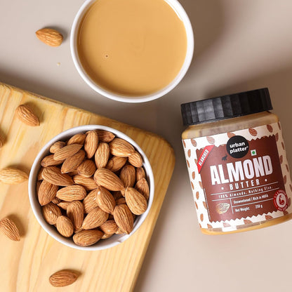Urban Platter Almond Butter (Without Skin), 250g (Nutty Flavour | Single Ingredient | Keto-Friendly | Blanched Paste)