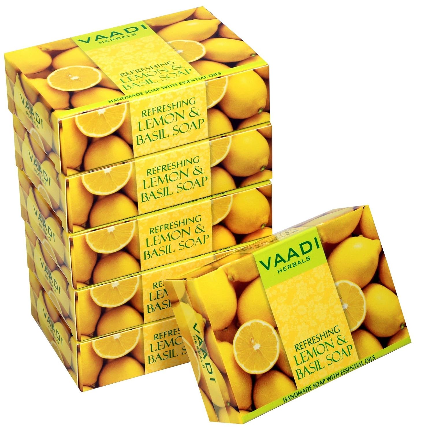 Vaadi Herbals Refreshing Lemon & Basil Soap – 75 g Each, Pack of