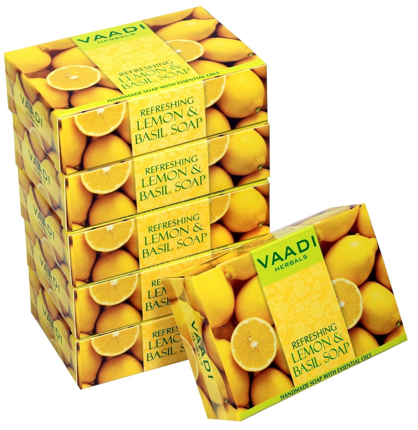 Vaadi Herbals Refreshing Lemon & Basil Soap 75 g Each, Pack of