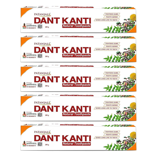 Patanjali Dant Kanti Toothpaste: 200g, Pack of 5, With