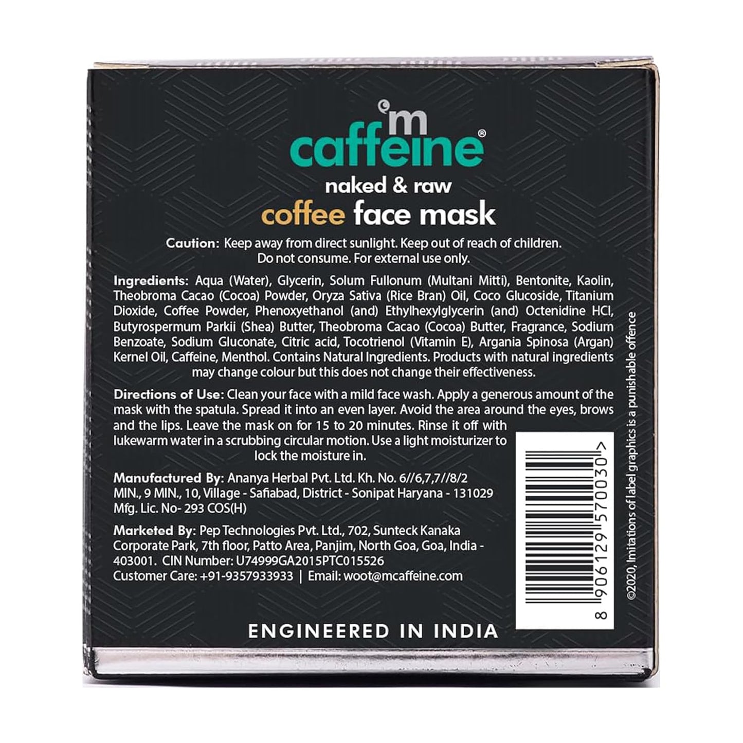 mCaffeine Coffee Clay Face Mask: Detan, 100 g