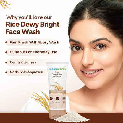 Mamaearth Rice Face Wash: Rice Water & Niacinamide, 100 ml