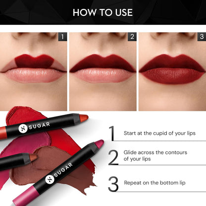 SUGAR Cosmetics Matte As Hell Crayon Lipstick: 24 Rachel Berry (Deep Berry)