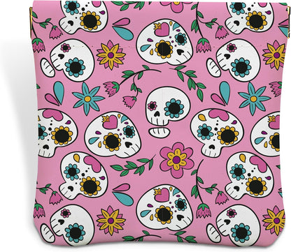 Halloween Sugar Skull Travel Makeup Pouch: