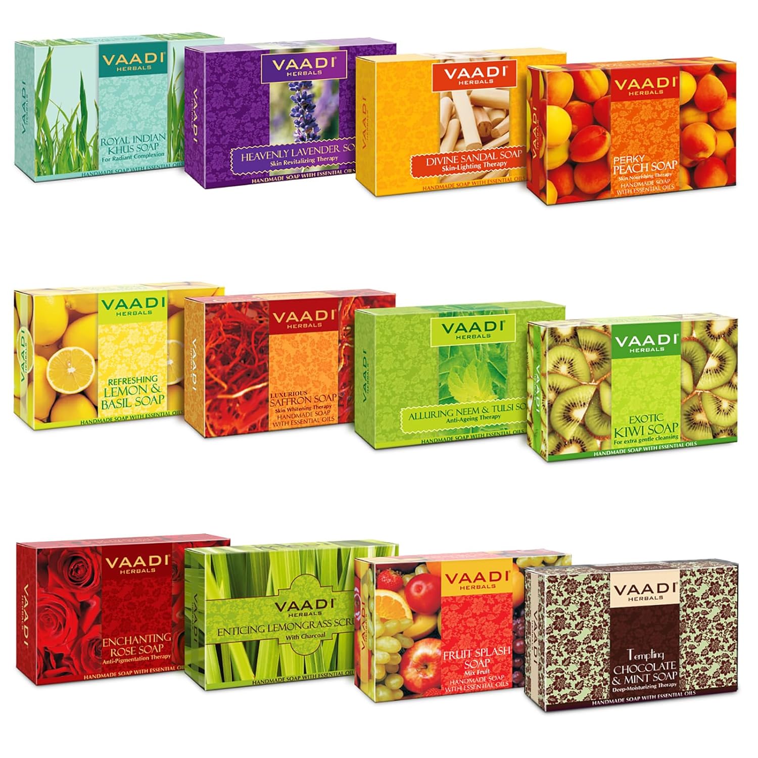 Vaadi Hebals Assorted Herbal Soaps Aromatherapy, 75 g, Pack of