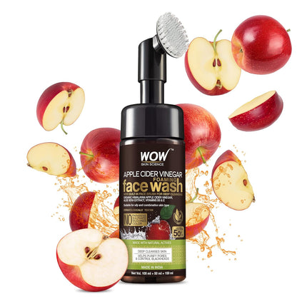 WOW Apple Cider Vinegar Foam Face Wash & Brush: 150 ml