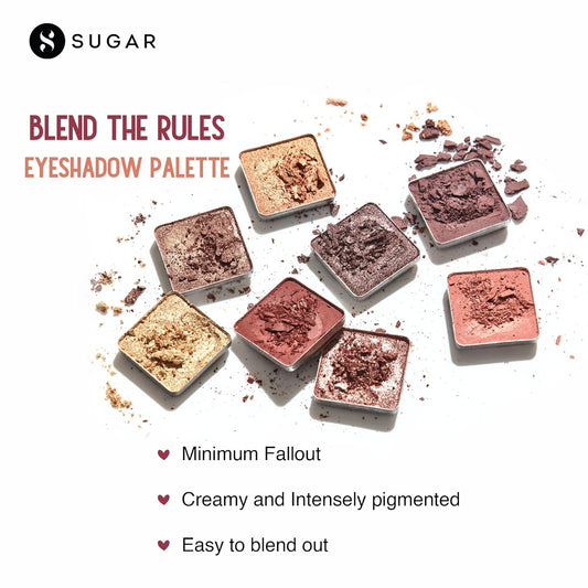SUGAR Cosmetics Blend The Rules Eyeshadow Palette: 01 Flawless - 8 Warm Neutral Shades, Highly Pigmented Eye Makeup Palette, Waterproof & Smudgeproof