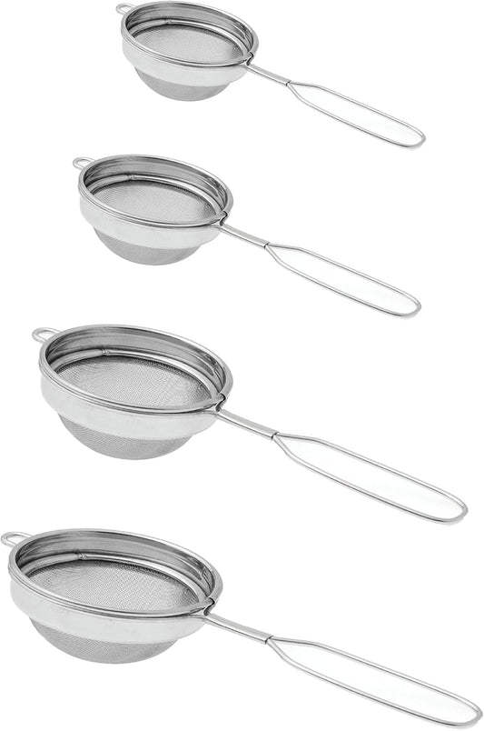 iKonbi Stainless Steel Set of 4 Classic Wire Handle Tea Strainers 25 X 9.5 X 4