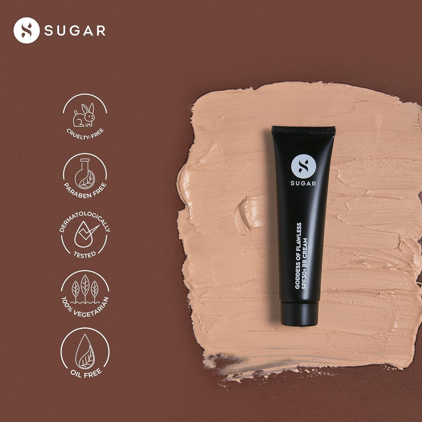 SUGAR Cosmetics Goddess Of Flawless SPF 30+ BB Cream: 15 Cappuccino Light, Long Lasting, Lightweight Formula