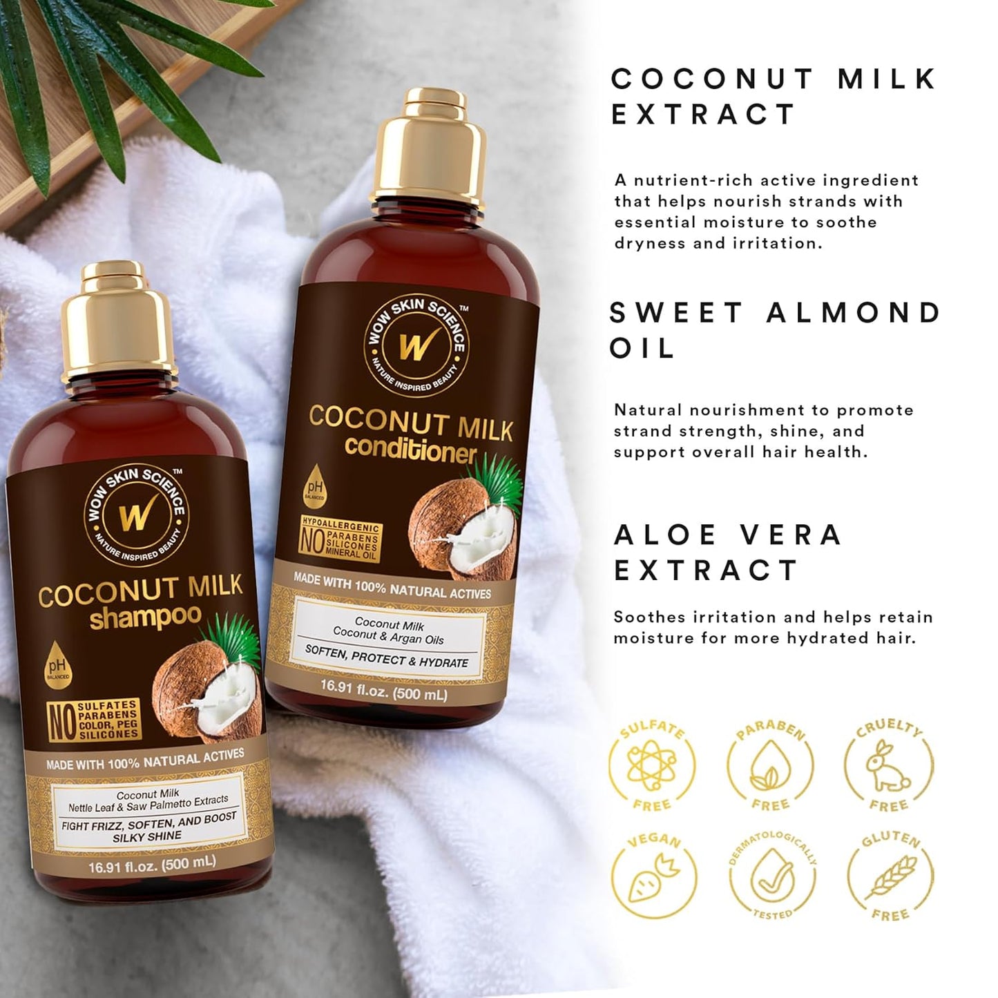 WOW Coconut Milk Shampoo & Conditioner Set: 500 ml each