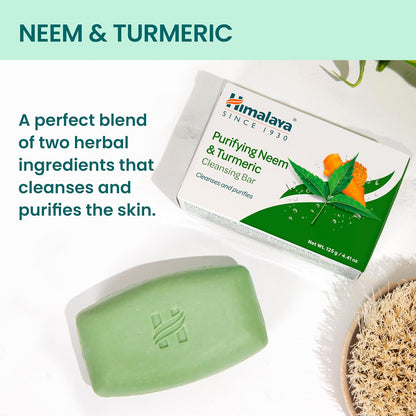 Himalaya Purifying Neem & Turmeric Cleansing Bar for Clean and Healthy Looking Skin, 4.41 Oz/125 gm (6 Pack)