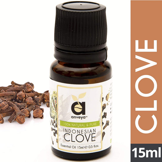 anveya Indonesian Clove Essential Oil, 100% Natural & Pure, 15ml, for HairCare, Acne, Toot