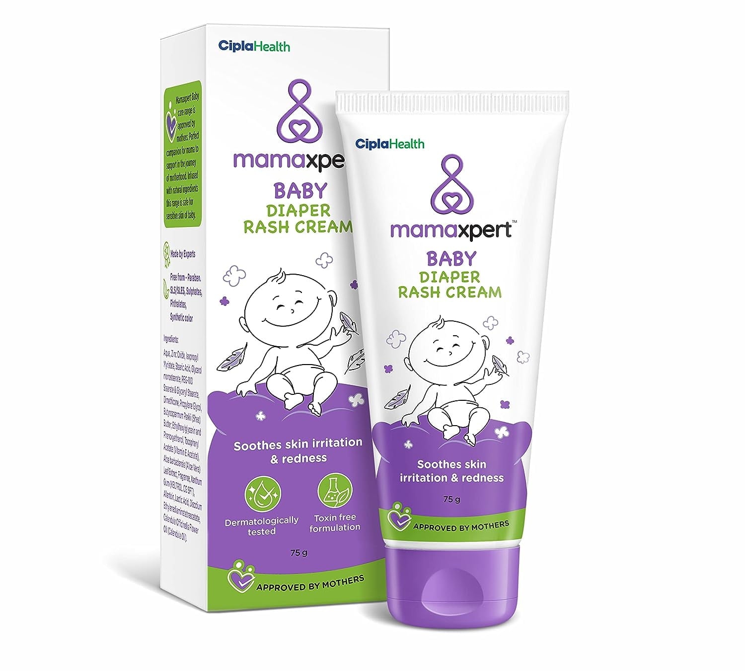 Cipla Mamaxpert Baby Diaper Rash Cream, Made by Experts, Approved by Mothers 75gm .