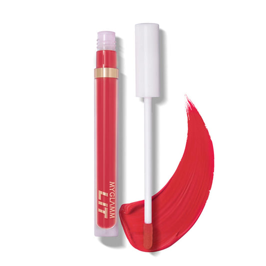 MyGlamm LIT Liquid Matte Lipstick-Curve (Red)-3 ml | With Moringa Oil | 12HR Long-lasting