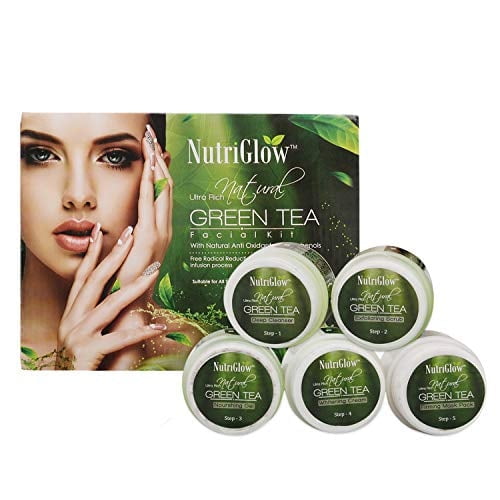 NutriGlow Sustainable 5-Pieces of Green Tea Facial Kit, Acne Prone Oily Skin, 250g