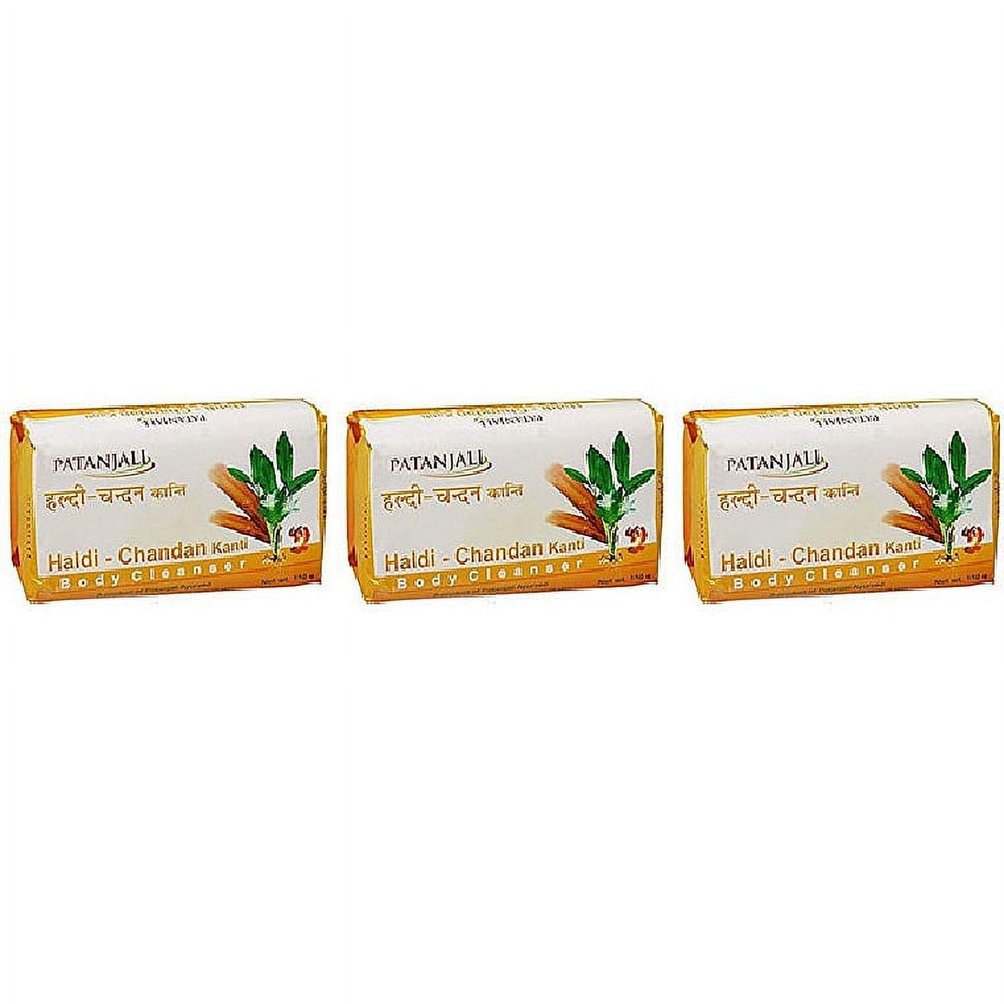 Pack Of 3 - Patanjali Haldi Chandan Kanti Body Cleanser Soap Bar - 140 Gm (4.93 Oz)