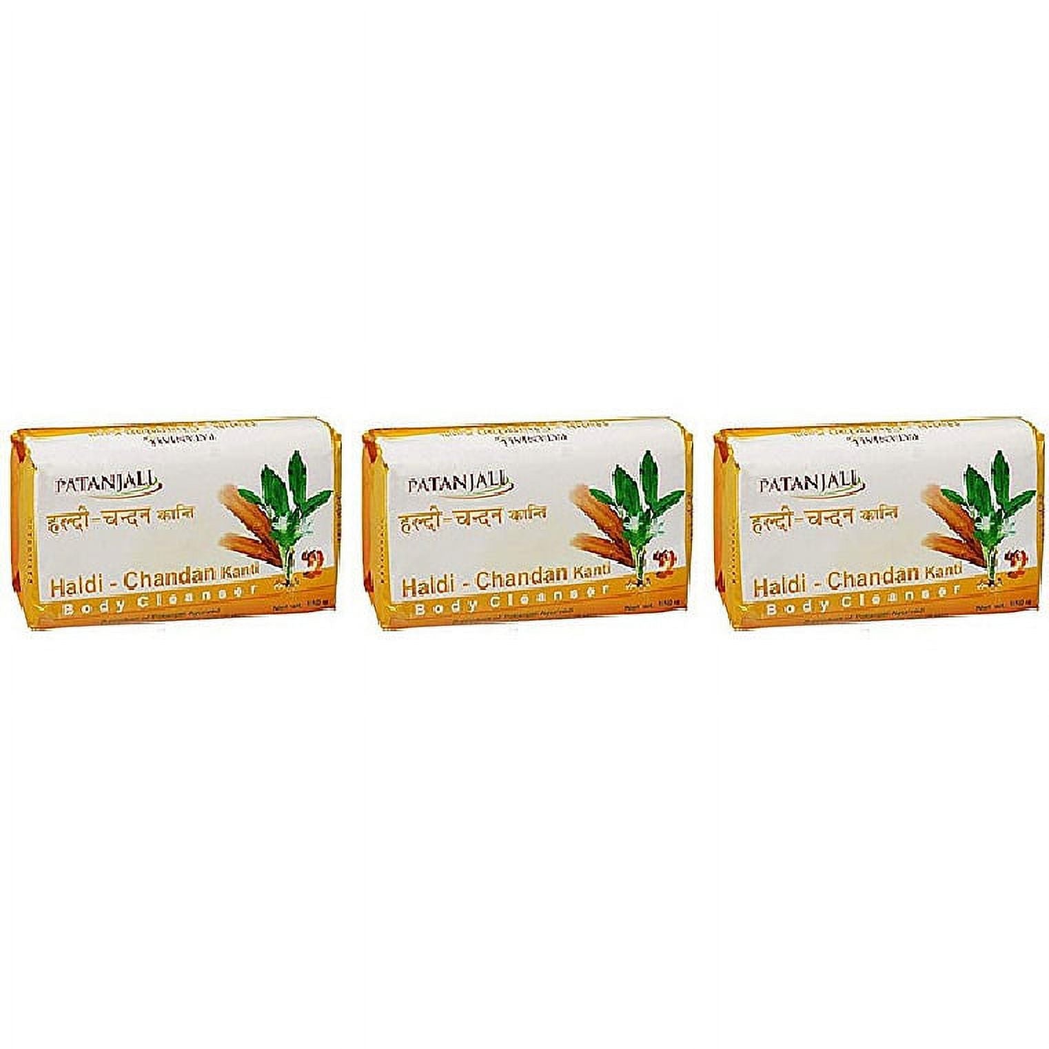Pack Of 3 - Patanjali Haldi Chandan Kanti Body Cleanser Soap Bar - 140 Gm (4.93 Oz)