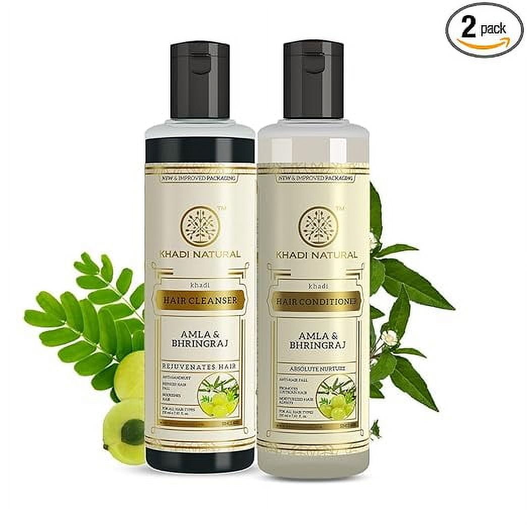 Khadi Natural Amla & Bhringraj Hair Cleanser & Conditioner Combo Pack 210 ML EACH (PACK OF