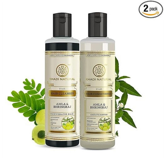 Khadi Natural Amla & Bhringraj Hair Cleanser & Conditioner Combo Pack 210 ML EACH (PACK OF