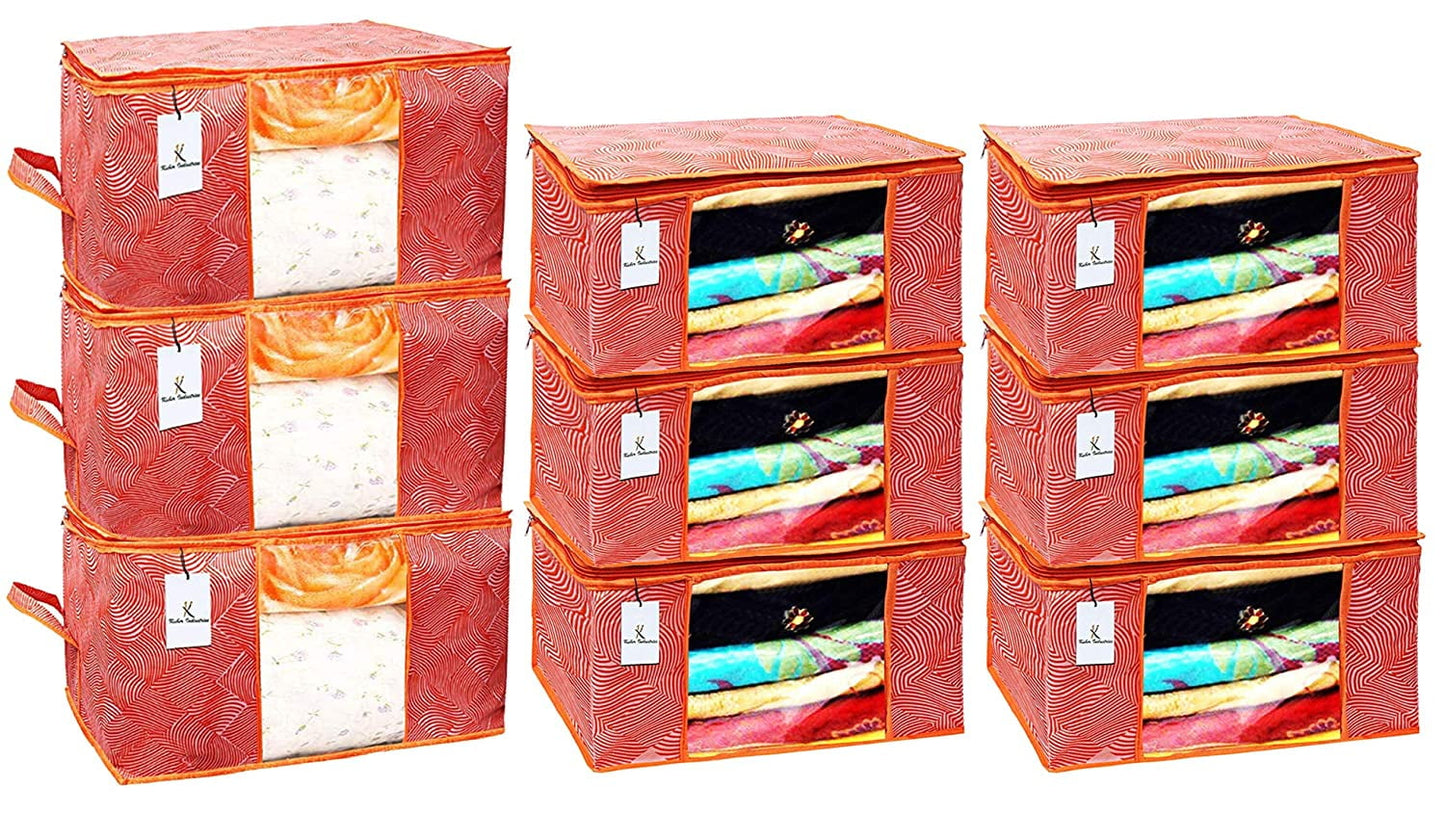 Kuber Industries Laheriya Printed Non Woven 6 Pieces Saree Cover and 3 Pieces Underbed Sto