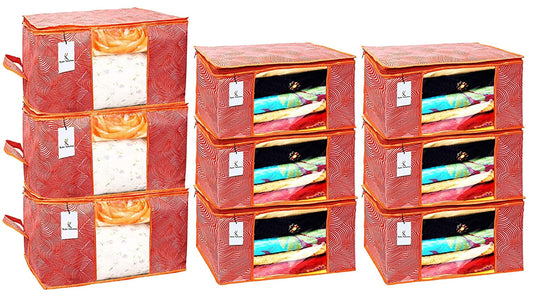 Kuber Industries Laheriya Printed Non Woven 6 Pieces Saree Cover and 3 Pieces Underbed Sto