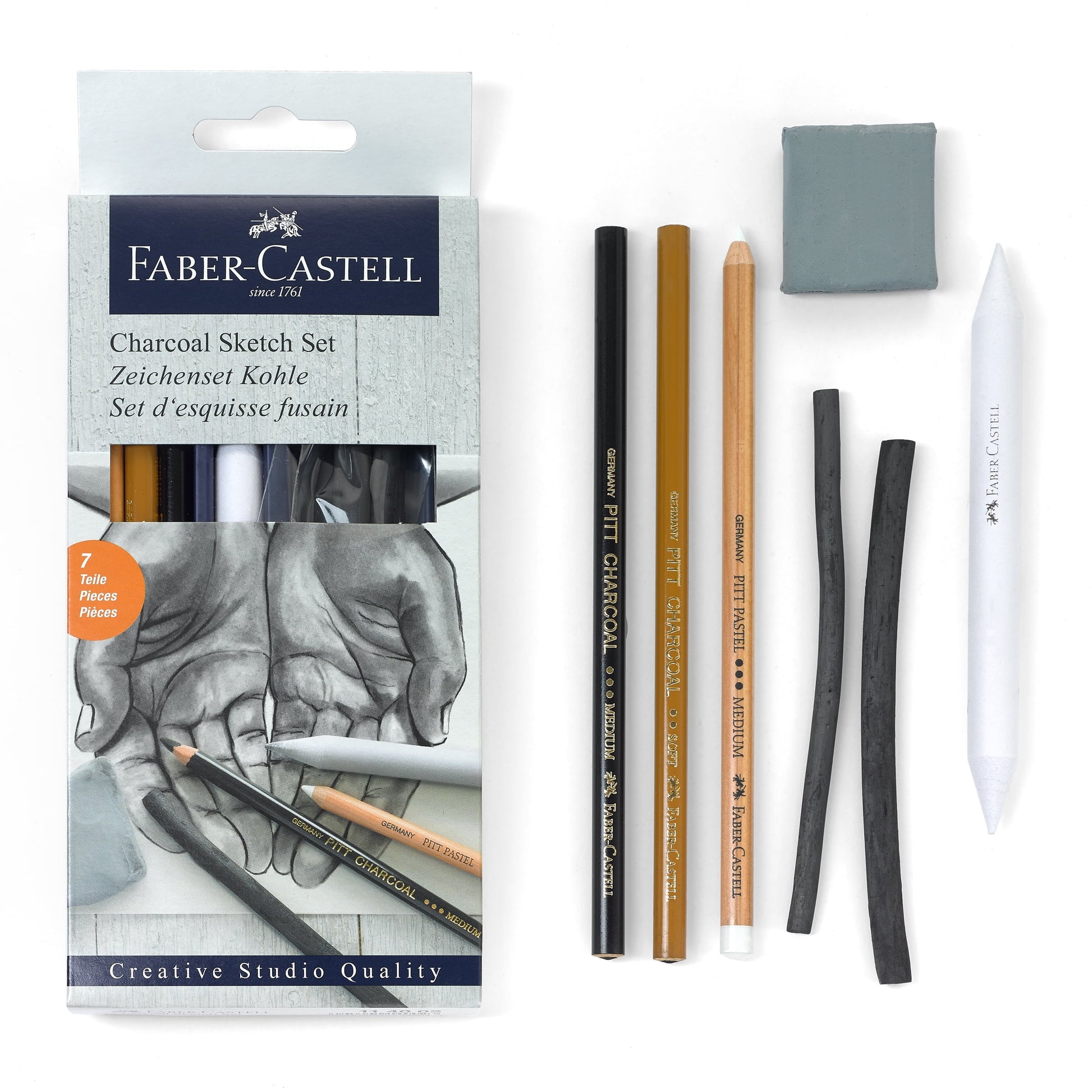 Faber-Castell Charcoal Sketch Set â€“ 7 Piece Charcoal and Pastel Art Supplies Set