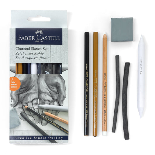 Faber-Castell Charcoal Sketch Set â€“ 7 Piece Charcoal and Pastel Art Supplies Set