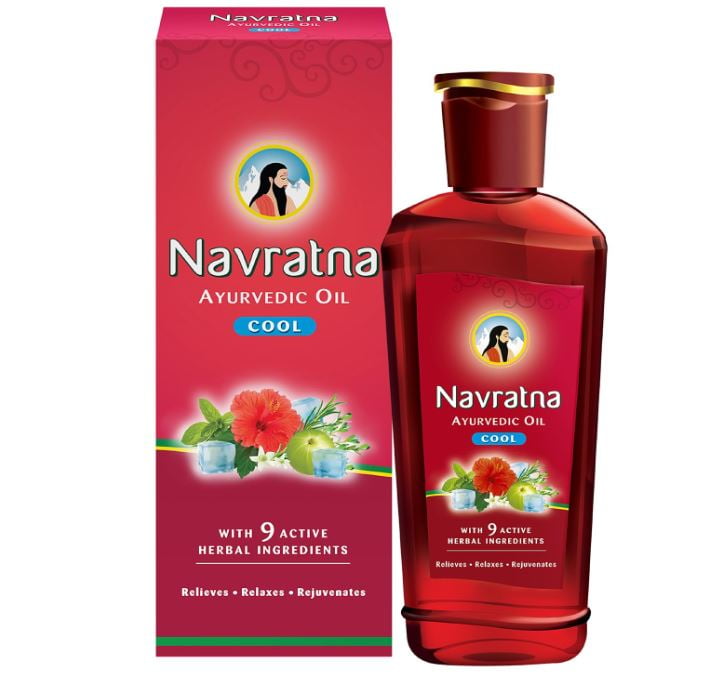 Navratna Cool Ayurvedic Oil with Unique Combination of 9 Ayurvedic Herbs for Relieves Head