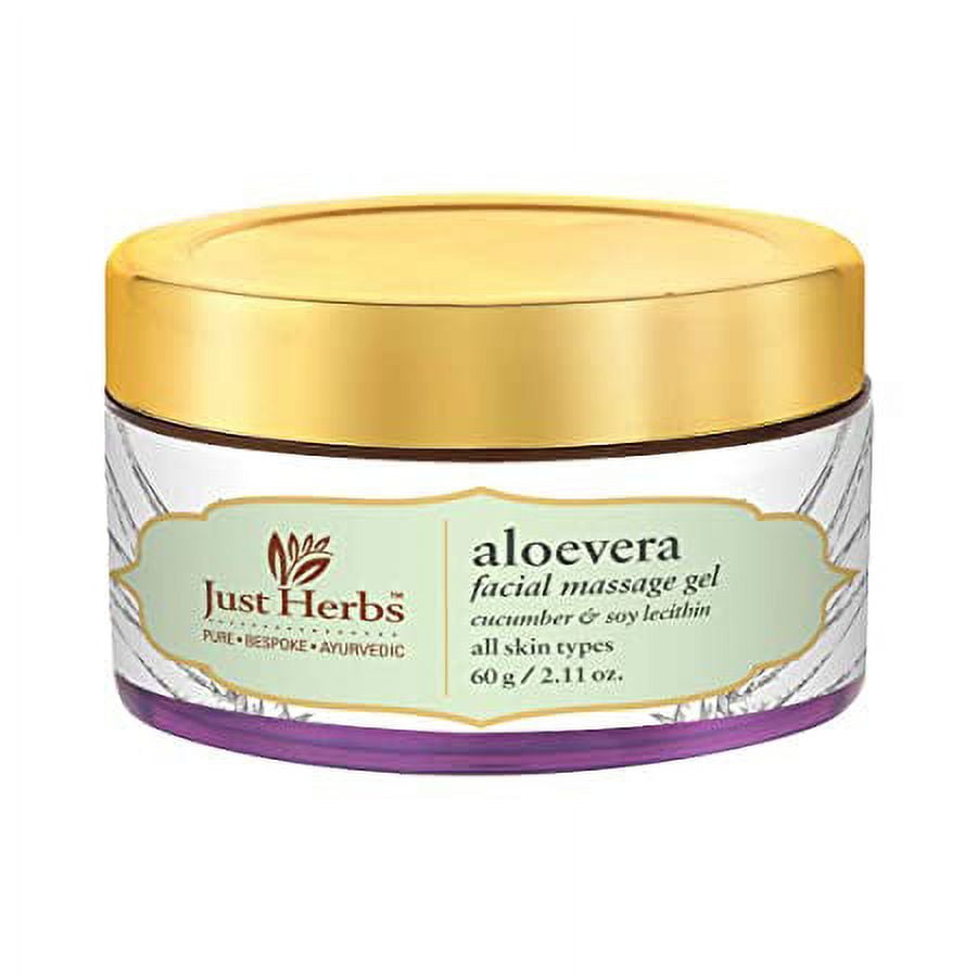Just Herbs Organic Aloe Vera Facial Massage Gel with Cucumber, Soya Lecithin - 60gm