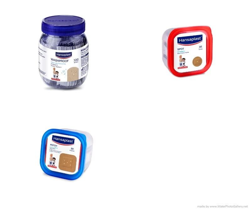 Hansaplast Washproof Ventilated 100 Strips Jar- Hansaplast Spot 50Pcs- Hansaplast Patch 50