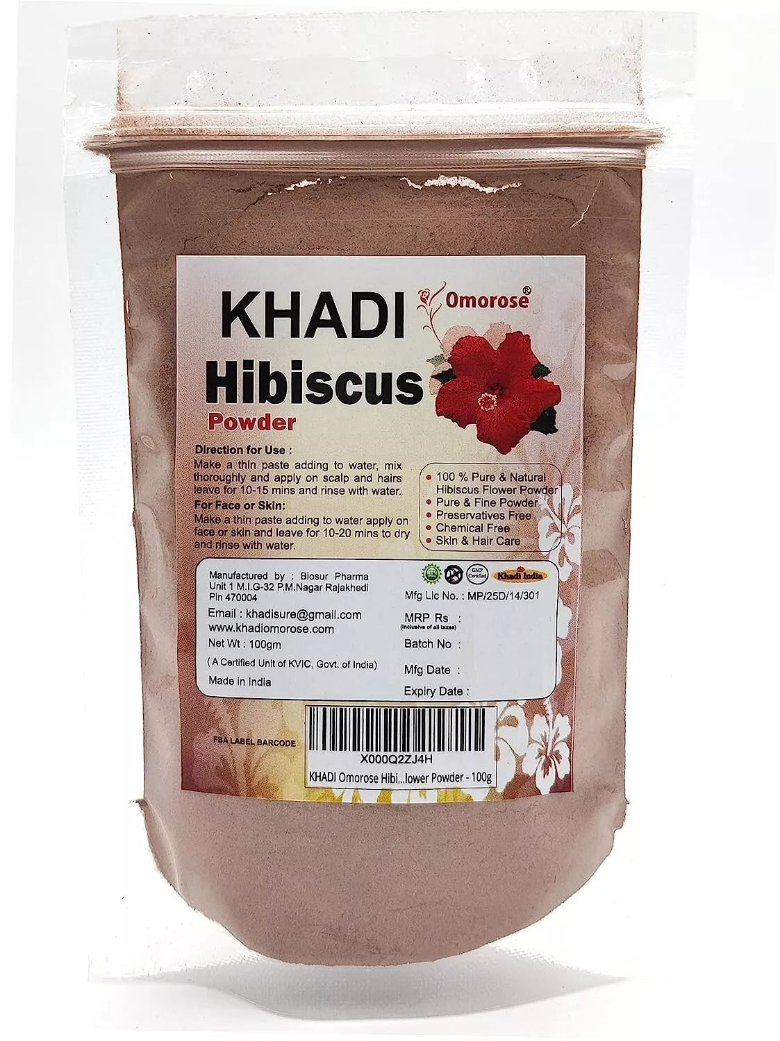 Khadi Omorose Hibiscus Flower Powder For hair Conditioning 100g,