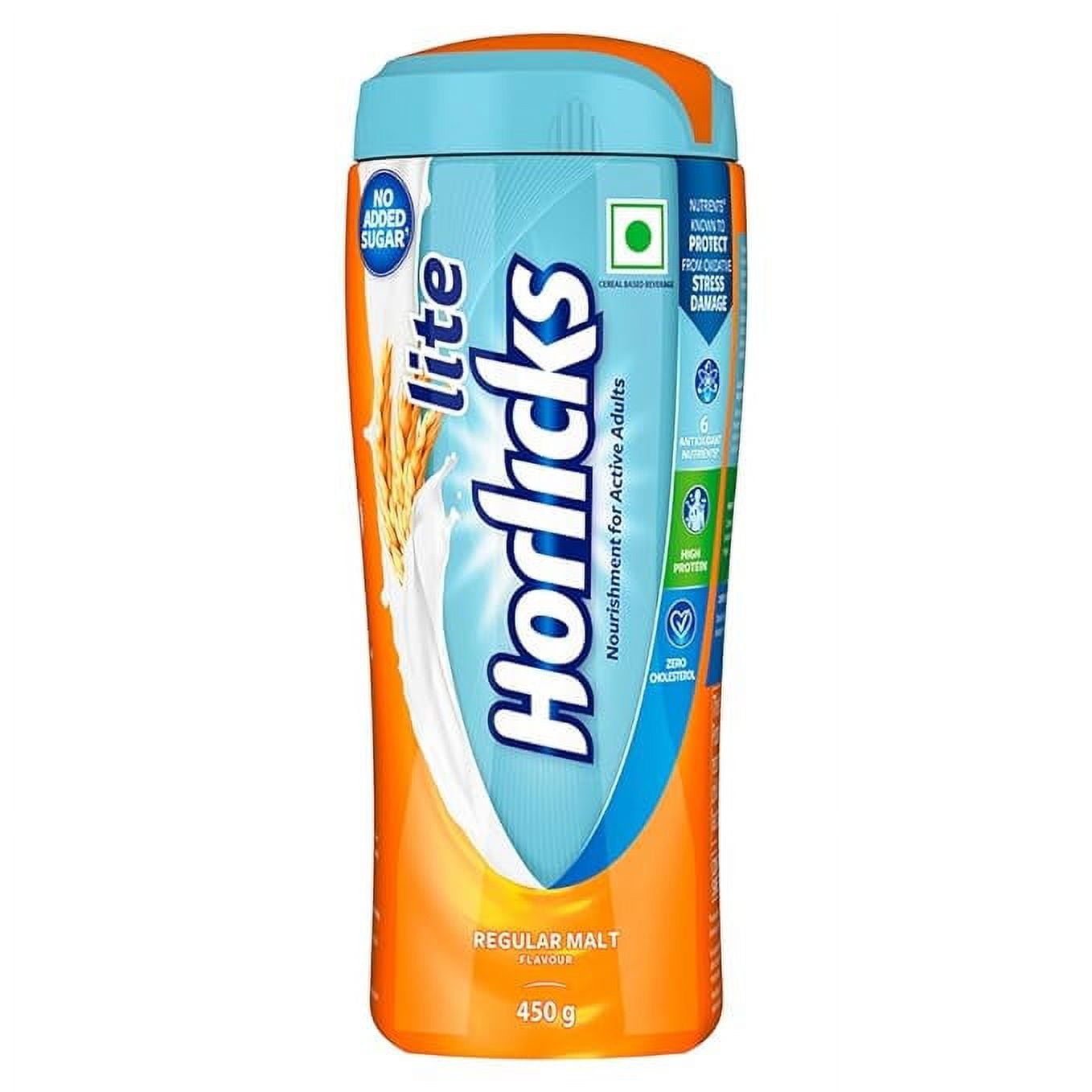 Horlicks Lite Regular Malt Health & Nutrition Drink for Adults, 450g Jar