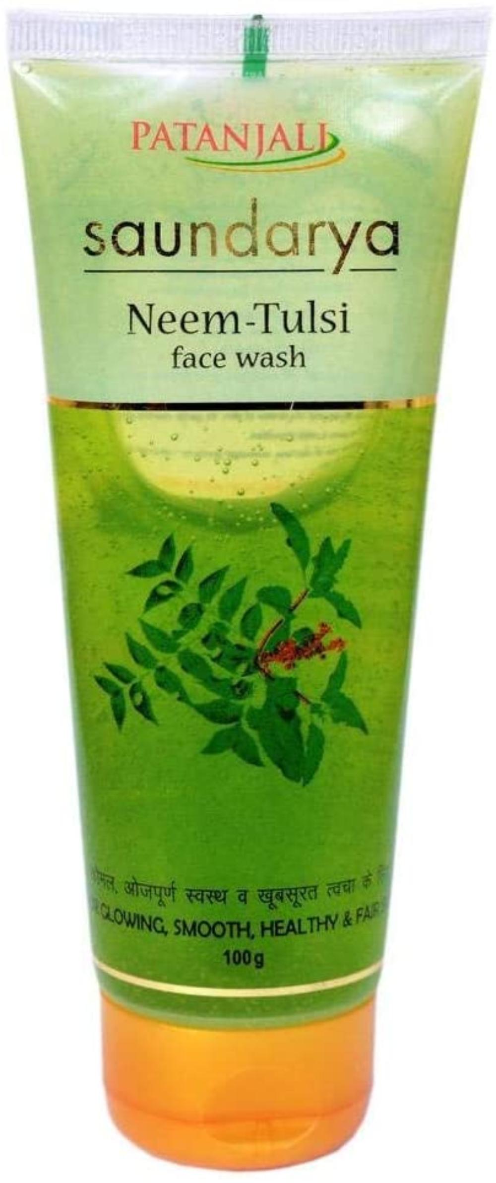 Patanjali Saundarya Neem-Tulsi FaceWash 100g, neem tulsi FaceWash 100gm By Brand patanjali