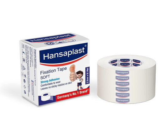 Hansaplast Fixation Tape, Adhesive Tape For Medical | 100% Cotton Fabric, 12 Pieces, 2.5 C