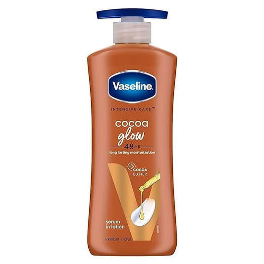 Vaseline Cocoa Glow Serum In Lotion, 400 ml Each (Pack of Two) | 100% Pure Cocoa & Shea Bu