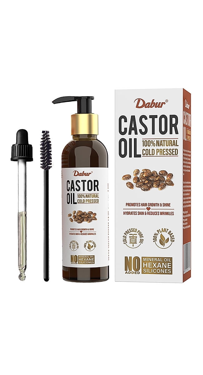 Dabur Castor Oil - 200ml | 100% Natural Cold Pressed Oil | Promotes Hair Growth, Hydrates