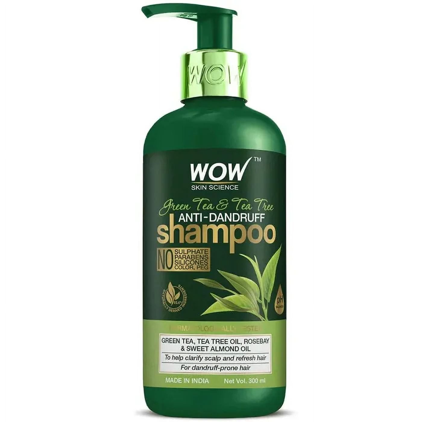 Wow Skin Science Green Tea & Tea Tree Anti-Dandruff Shampoo - 300 ml