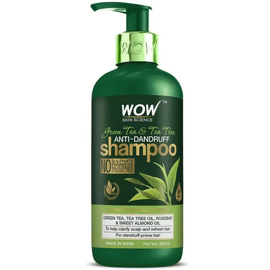 Wow Skin Science Green Tea & Tea Tree Anti-Dandruff Shampoo - 300 ml