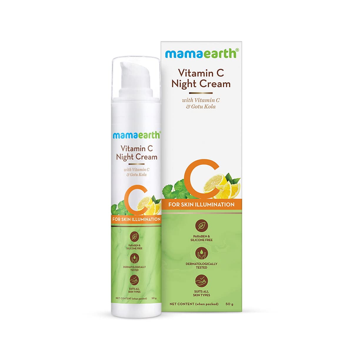 Mamaearth Vitamin C NightCream For Women with Vitamin C & Gotu Kola for Skin Illumination